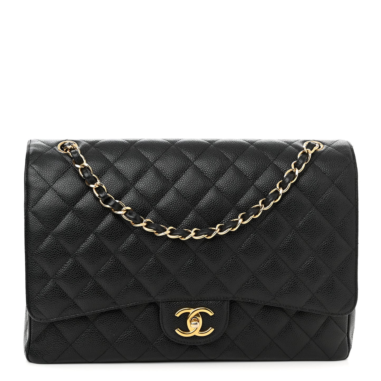Caviar Quilted Maxi Double Flap Black