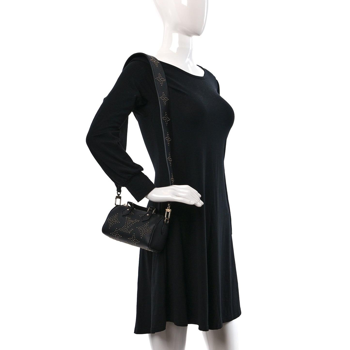 Grained Calfskin Studded Monogram Giant Nano Speedy Black