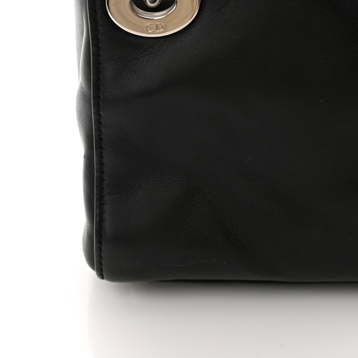 CHRISTIAN DIOR Smooth Calfskin Embroidered Micro Lady Dior Black