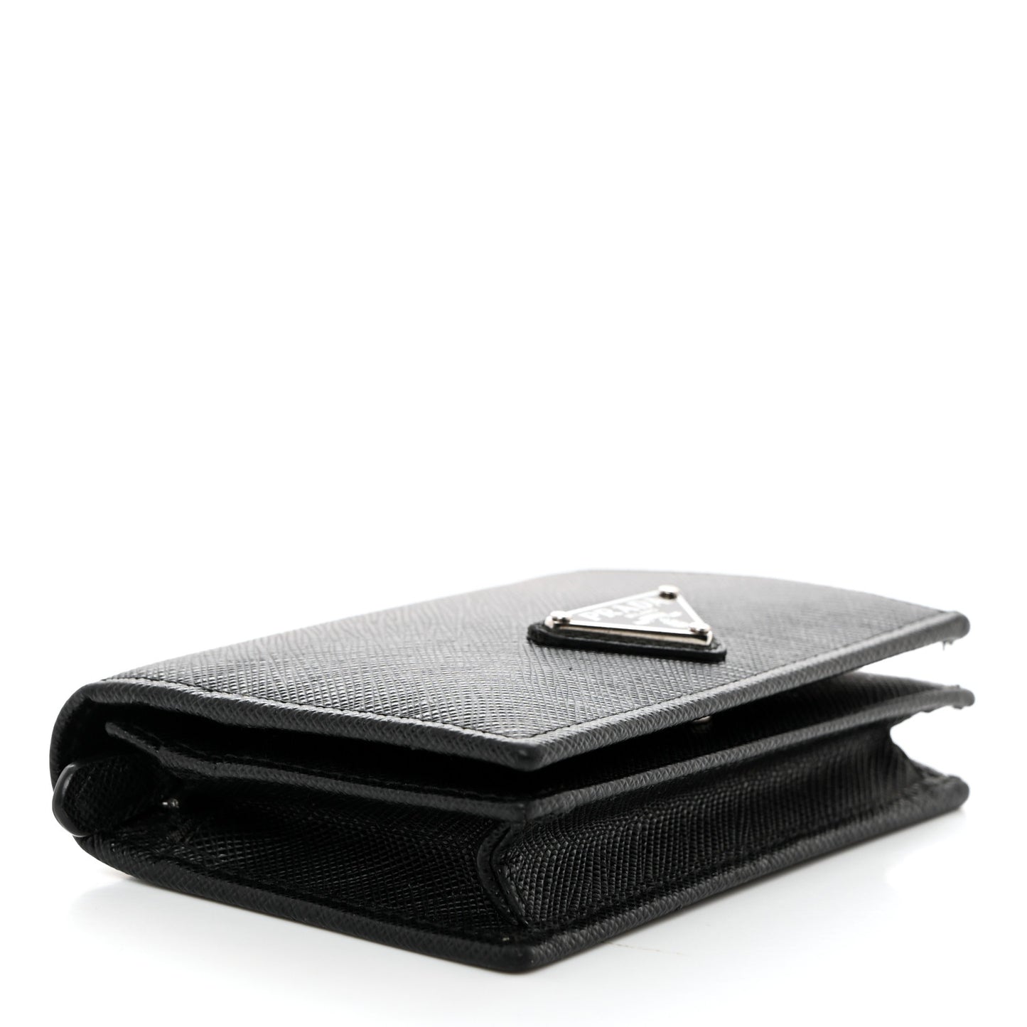 Saffiano Triangle Bi-Fold Card Holder Wallet Black