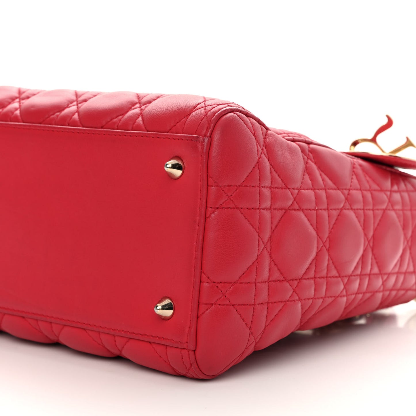 Lambskin Cannage Medium Lady Dior Red