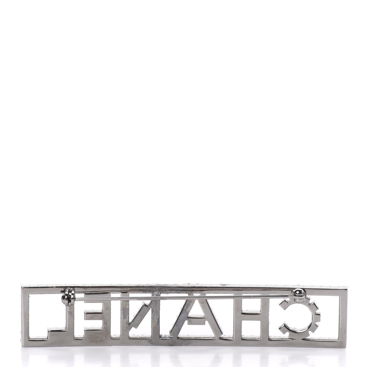 Crystal Logo Brooch Gray