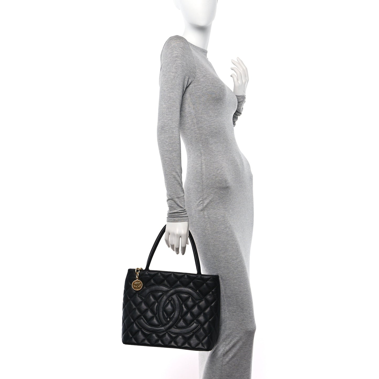 Caviar Quilted Medallion Tote Black