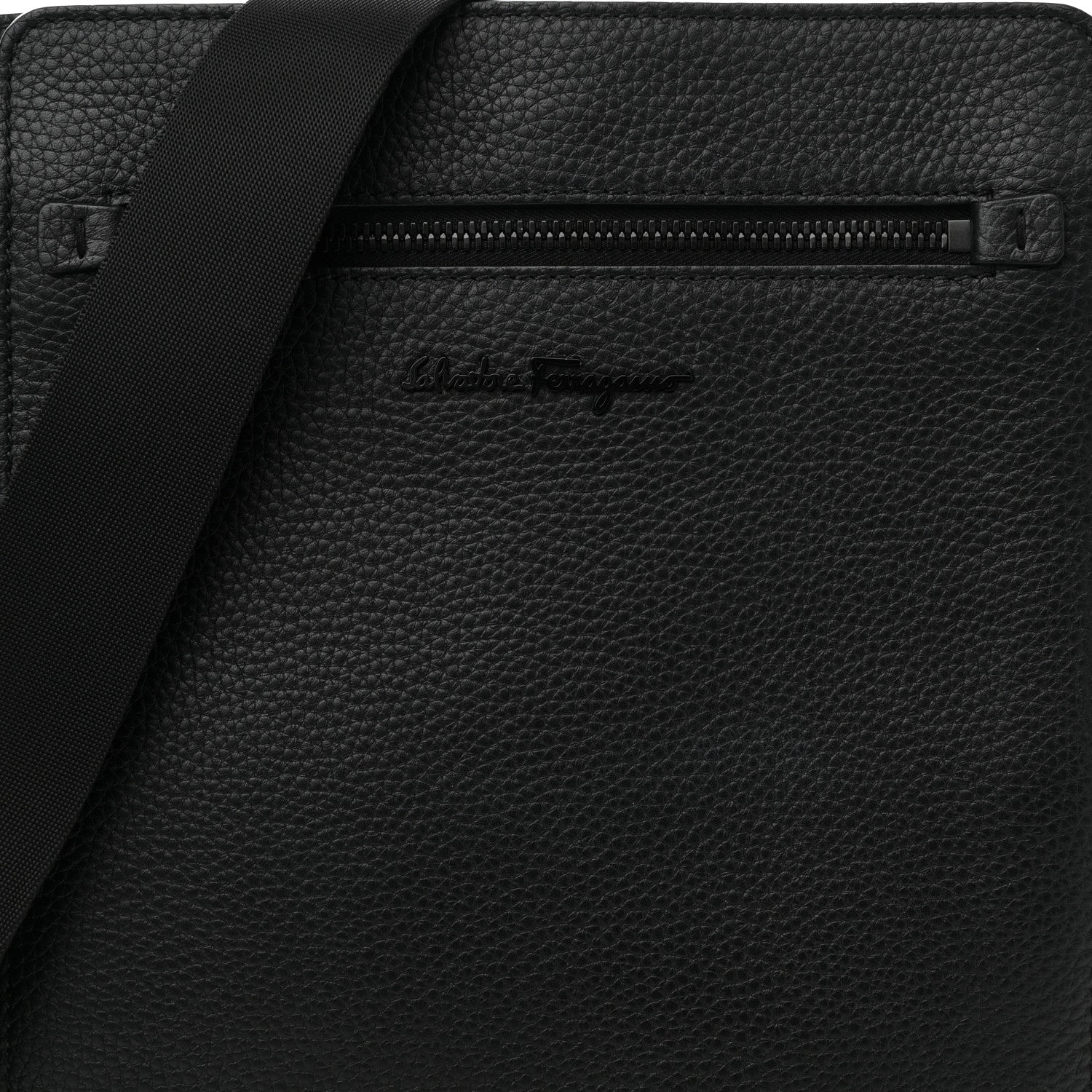 Salvatore Ferragamo Grained Calfskin Messenger Black 7 of 9