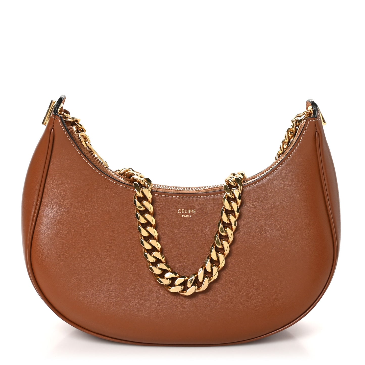 Smooth Calfskin Medium Chain Strap Ava Shoulder Bag Tan