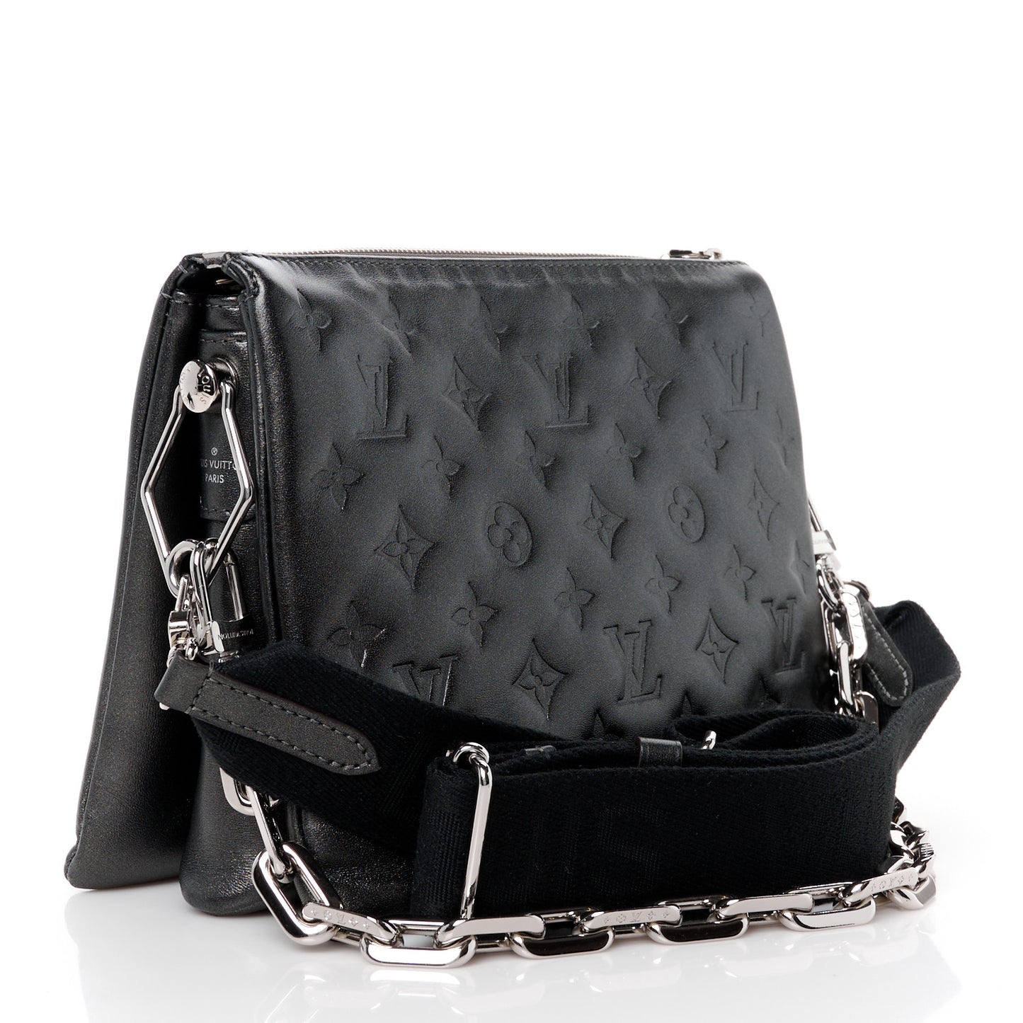 Lambskin Embossed Monogram Coussin PM Anthracite