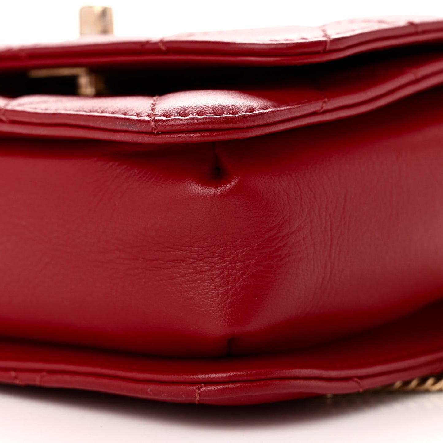 Lambskin Quilted Small Multiple Chain Flap Red