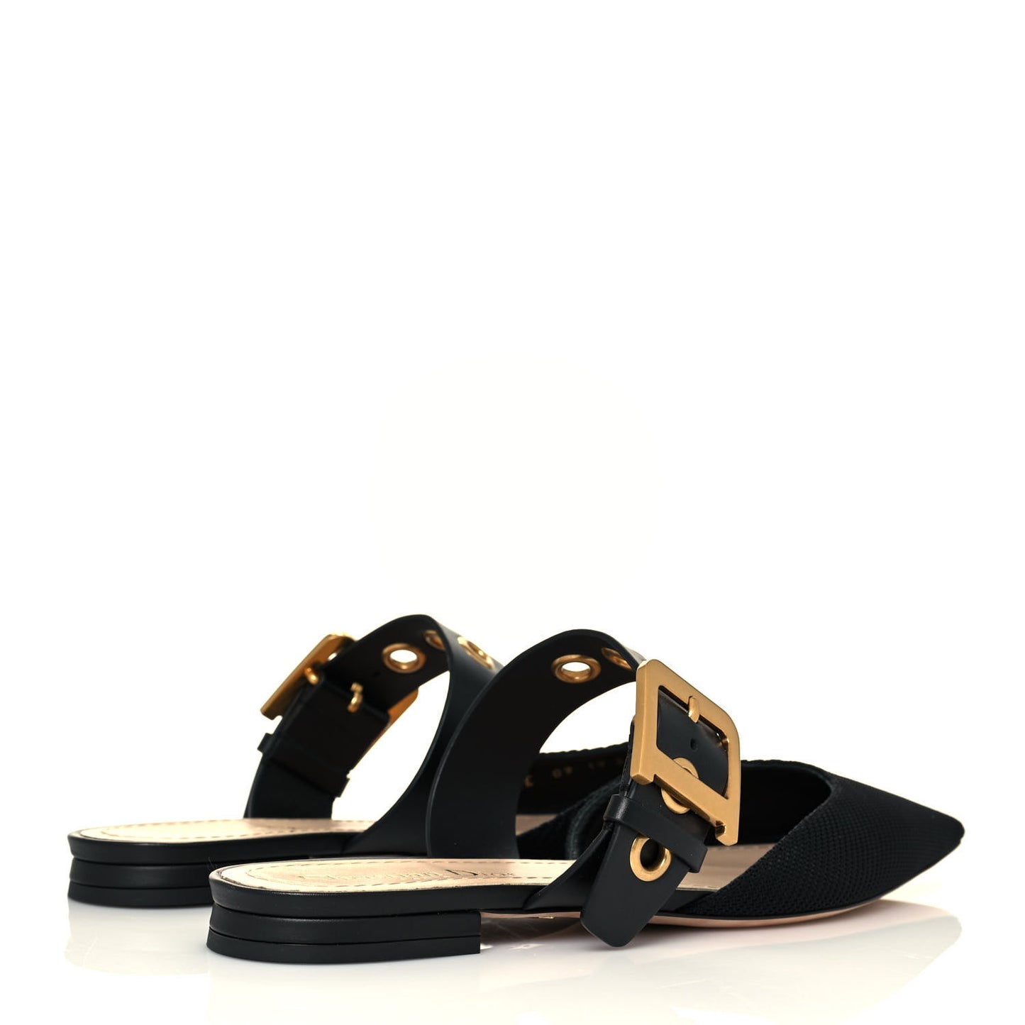 Technical Fabric D-Dior Ballerina Flat Mule 38.5 Black
