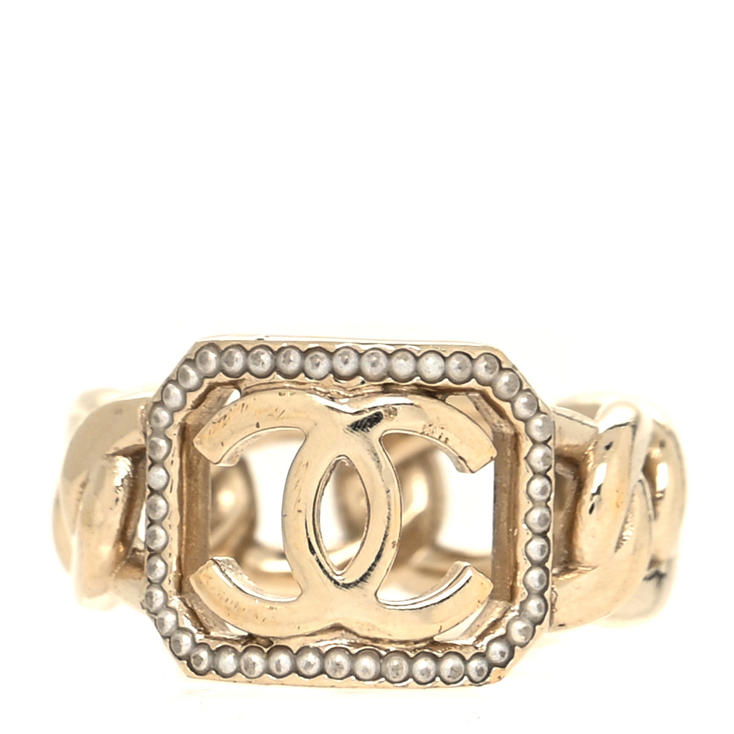 Chanel Pearl CC Vendome Ring 54 6.75 Gold 1 of 4
