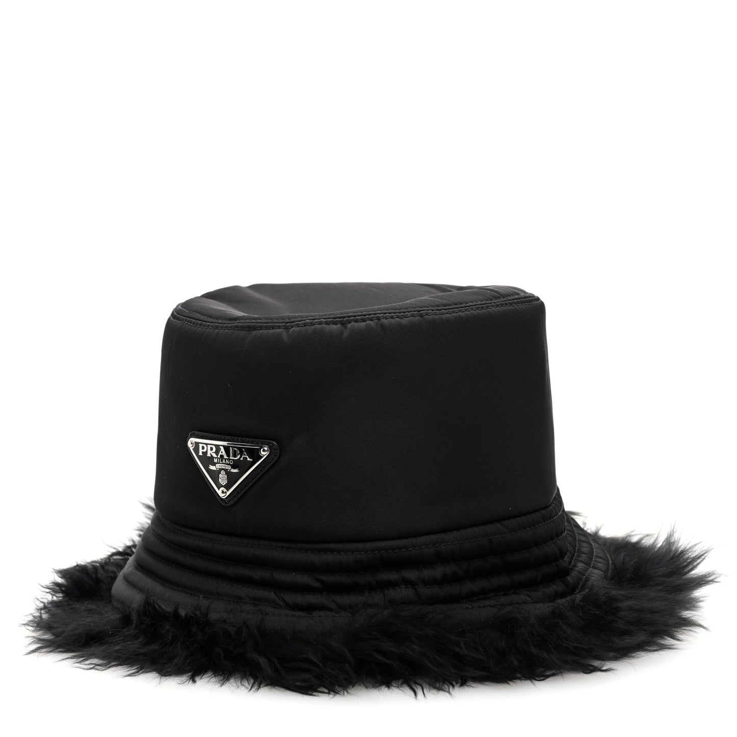 Nylon Alpaca Triangle Womens Bucket Hat M Black