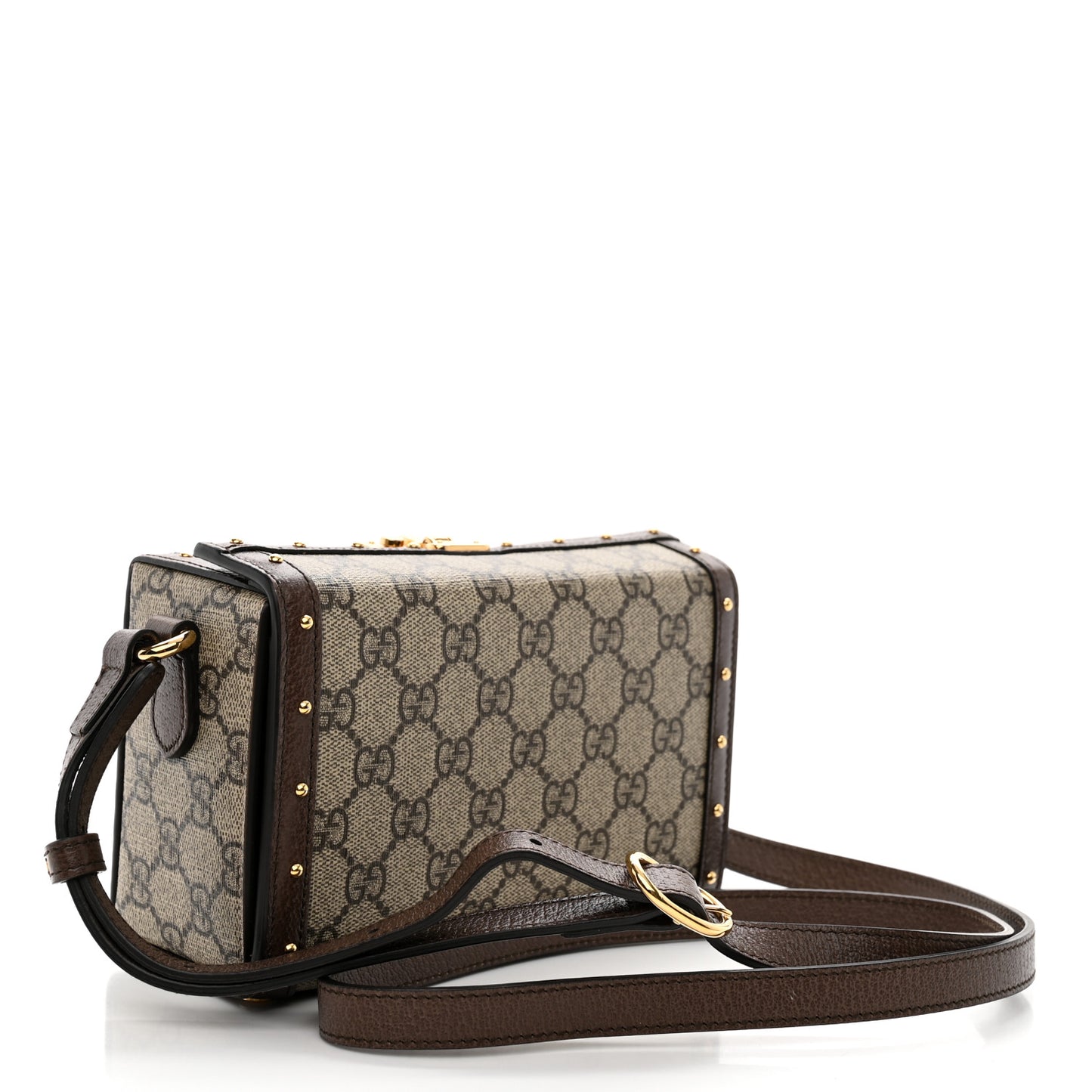 GG Supreme Monogram Textured Dollar Calfskin Mini Trunk Shoulder Bag Beige Ebony New Acero