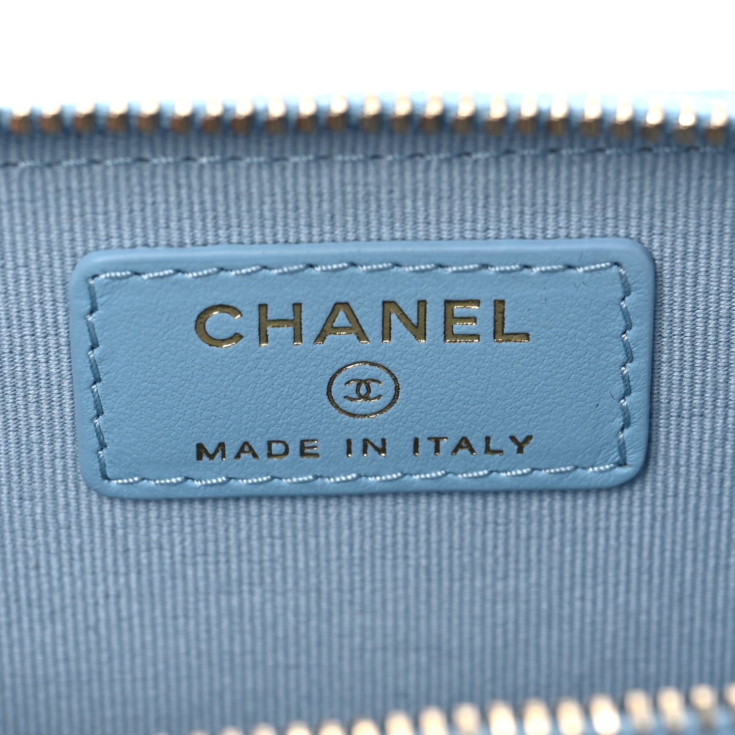 Caviar Quilted Zipped Key Holder Case Light Blue