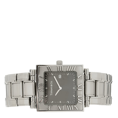 Stainless Steel 28mm Atlas Square Quartz Watch Grey