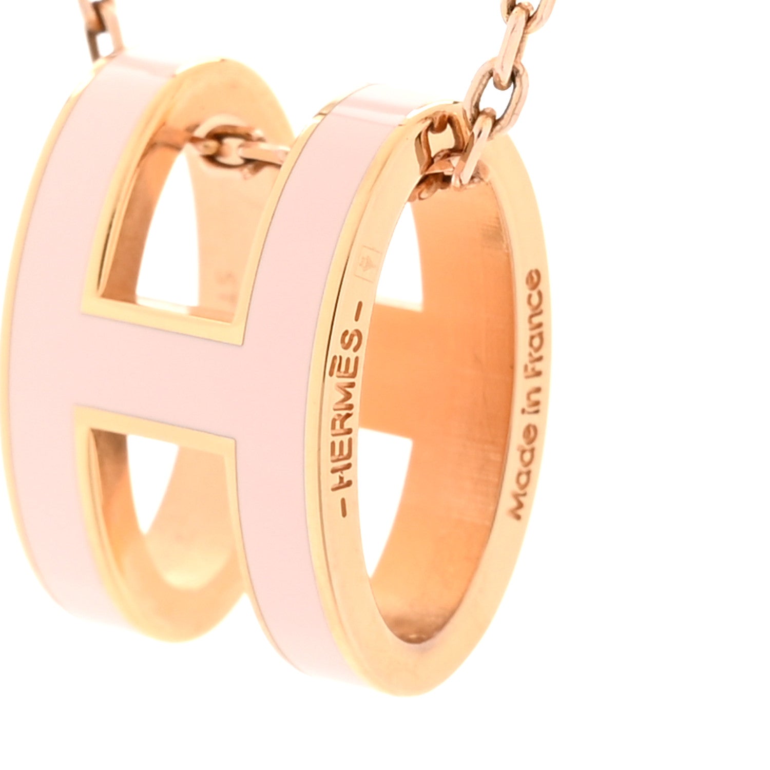 Hermes Lacquered Rose Gold Pop H Pendant Necklace Rose Dragee 4 of 7