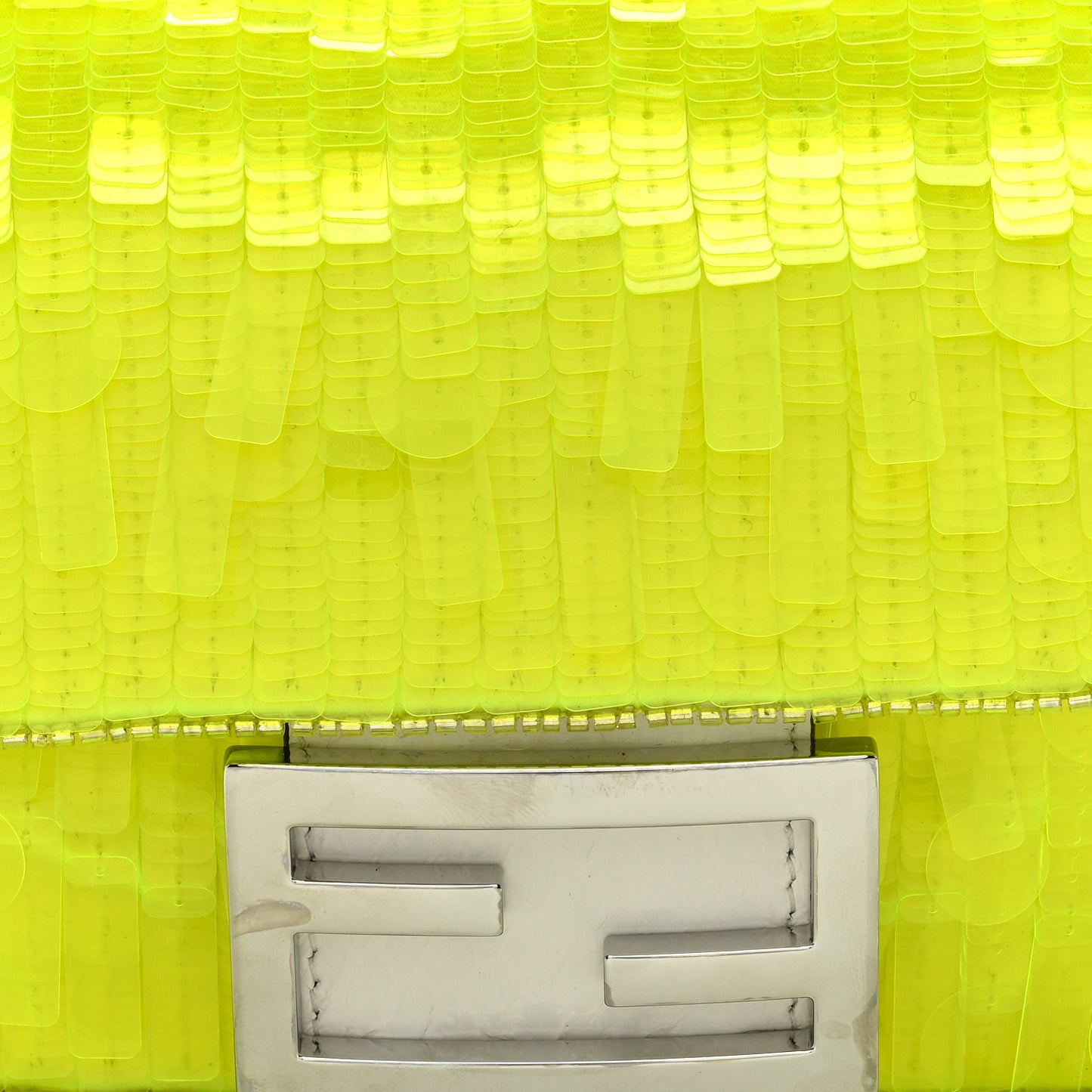Transparent Paillettes Elaphe Mini Baguette Yellow Fluo Avorio