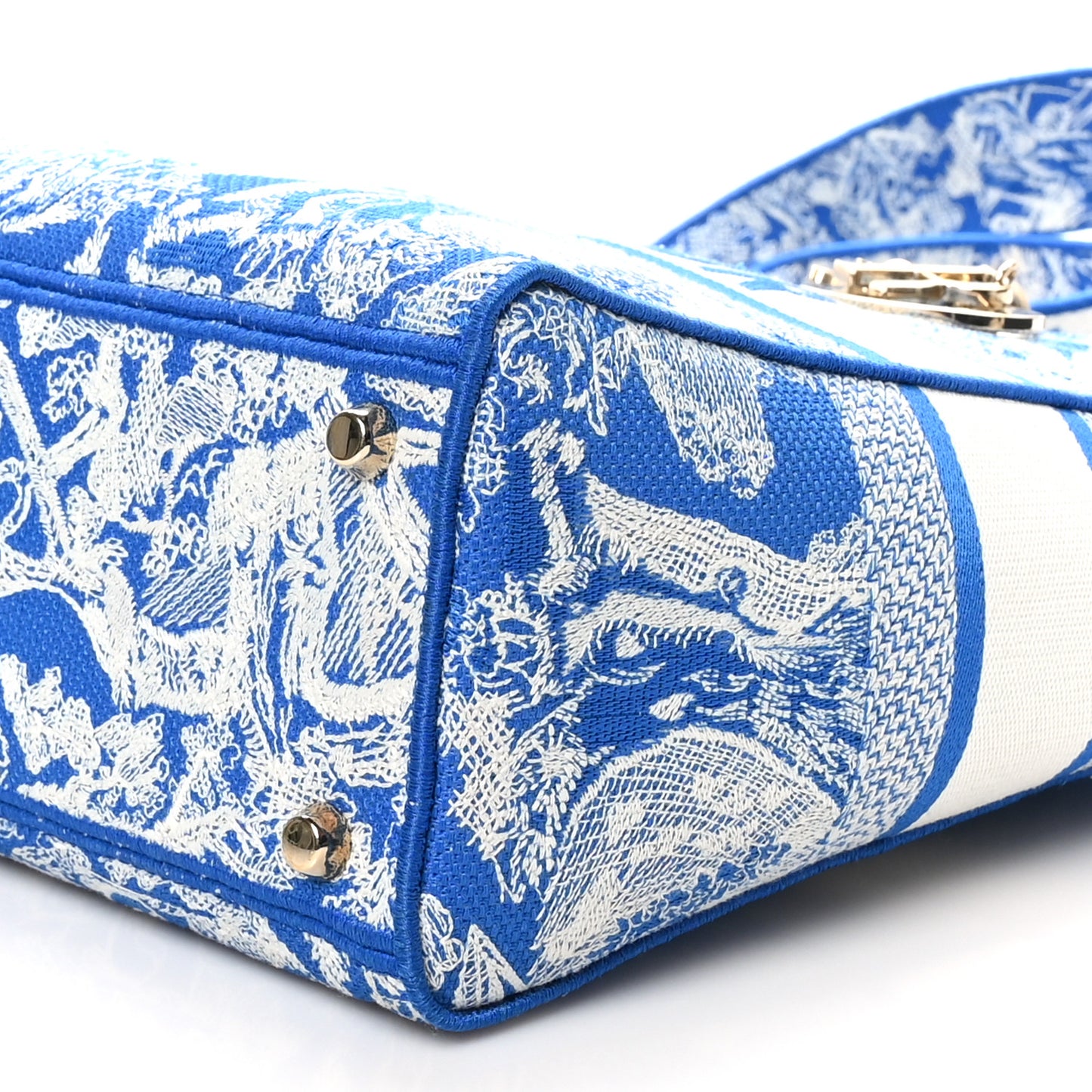 Toile de Jouy Embroidered Large Lady D-Lite Fluorescent Blue