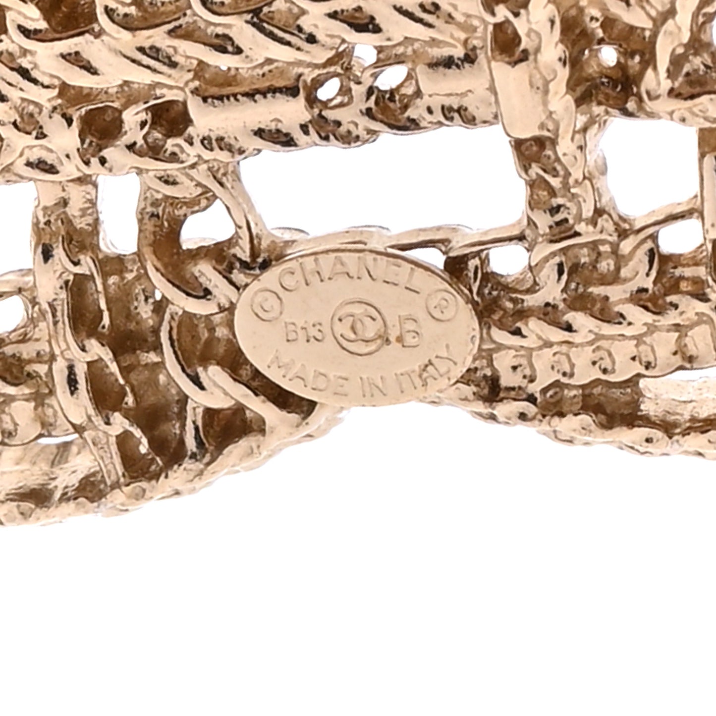 Chain CC Brooch Pin Light Gold