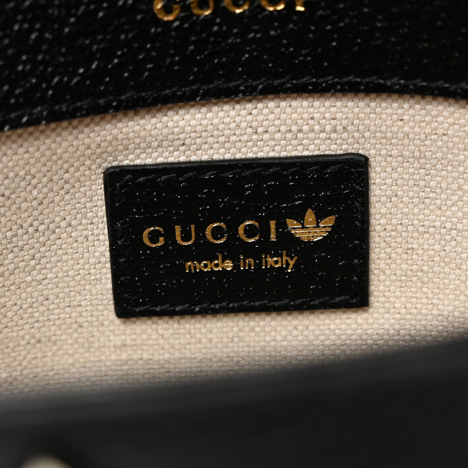 Gucci X ADIDAS Textured Dollar Calfskin Web Trefoil Mini Horsebit 1955 Shoulder Bag Black Off White 6 of 12