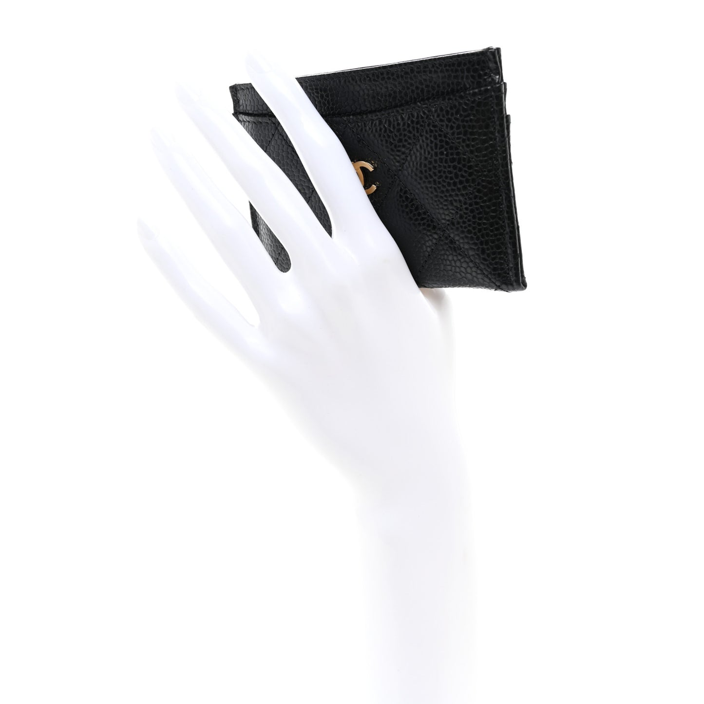Caviar Quilted Card Holder Black
