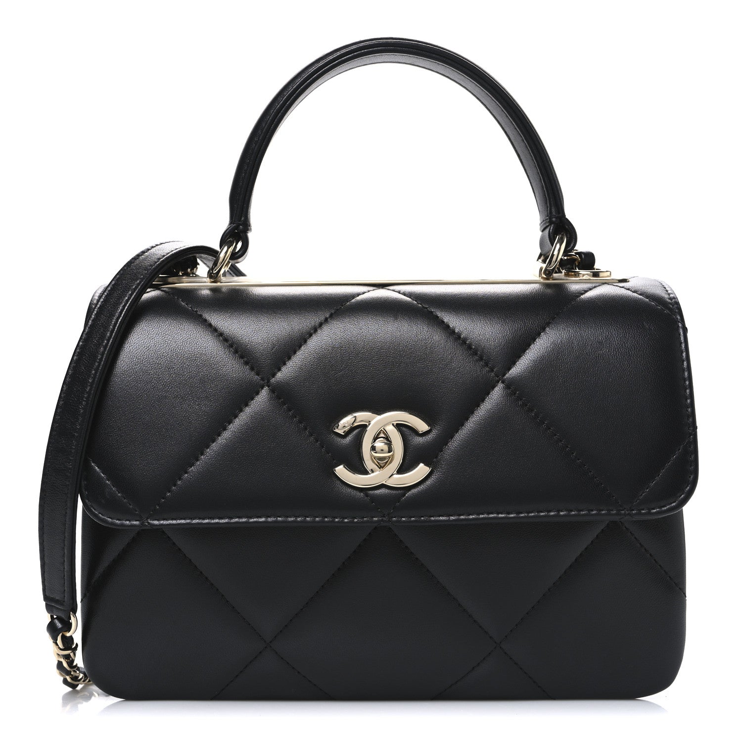 Chanel Lambskin Quilted Small Trendy CC Top Handle Flap Black
