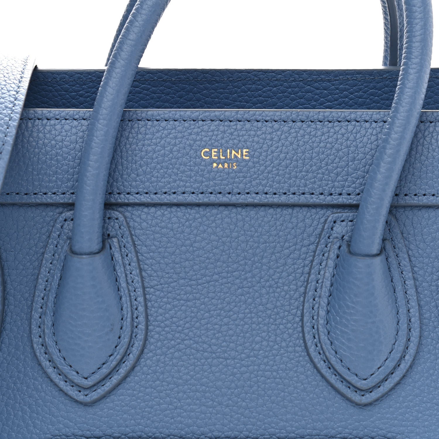 Celine Drummed Calfskin Nano Luggage Blue 8 of 13