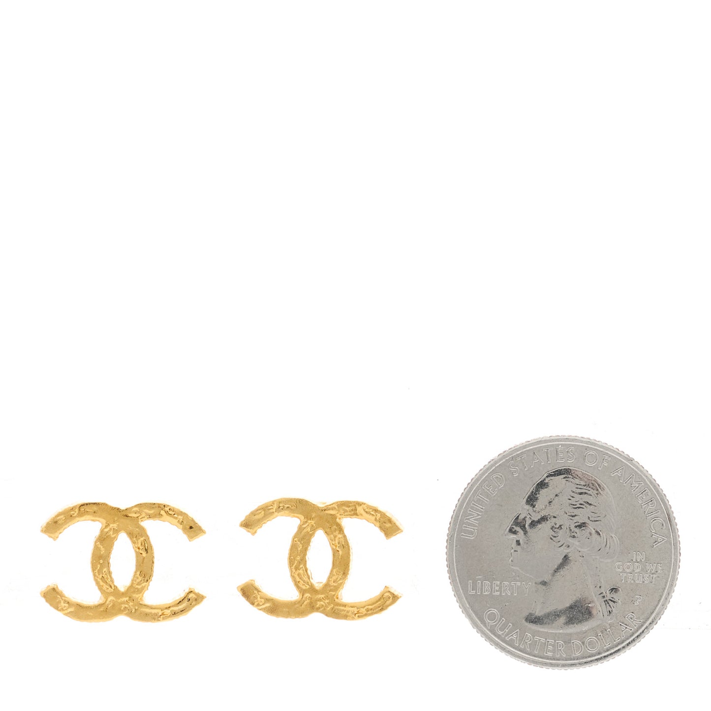 Metal Textured CC Earrings Gold
