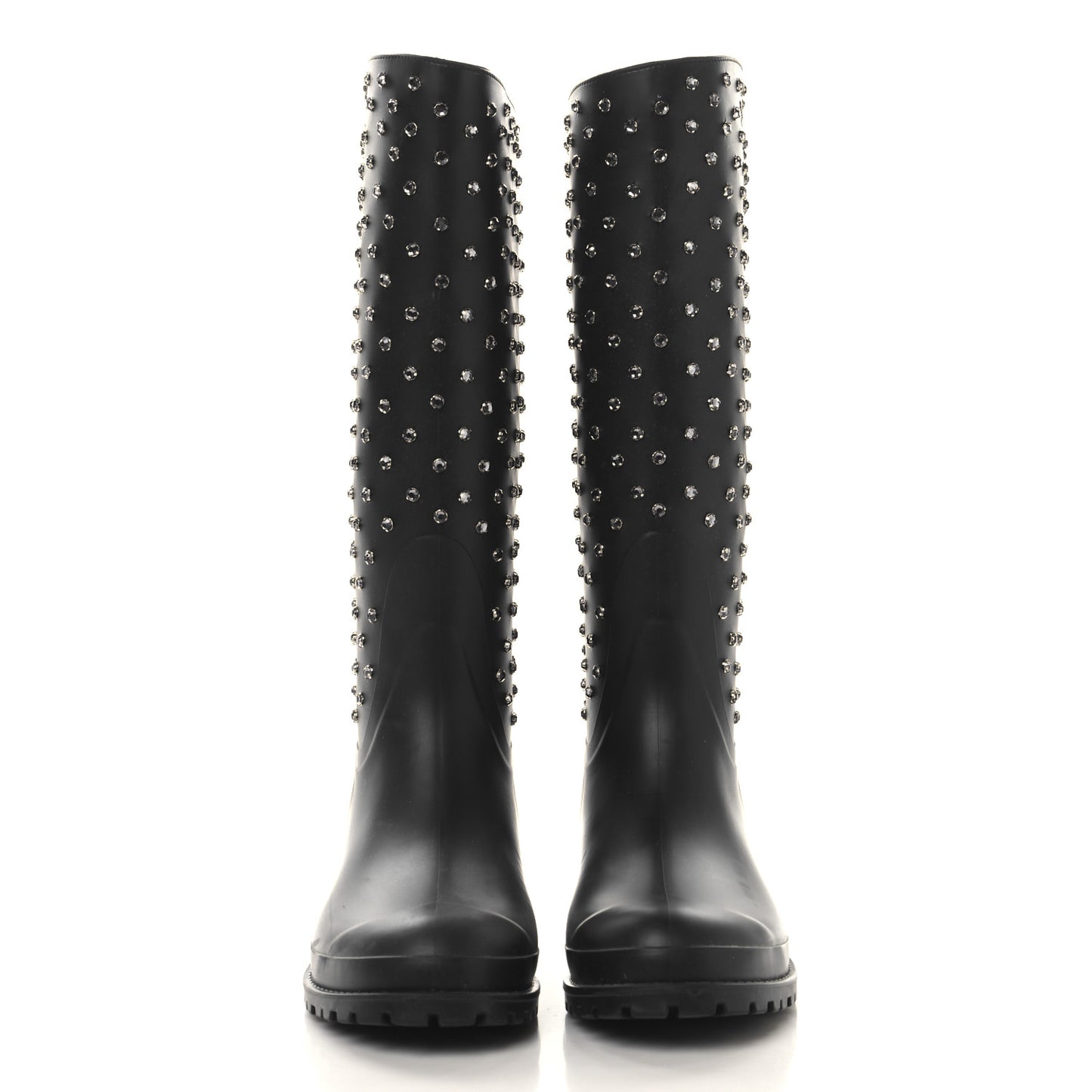 Rubber Studded Festival Rain Boots 42 Black
