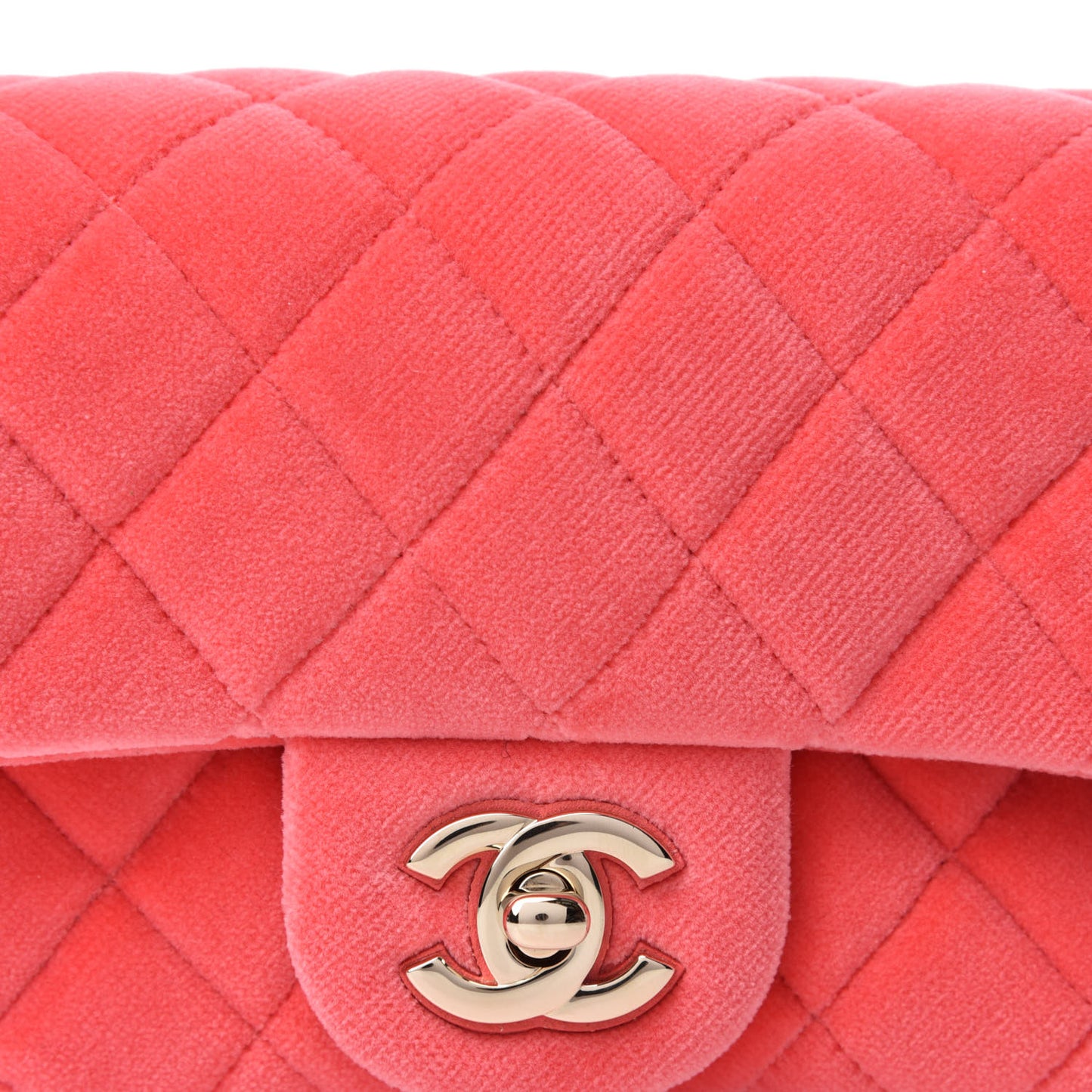 Velvet Quilted Mini Rectangular Pearl Crush Flap Coral