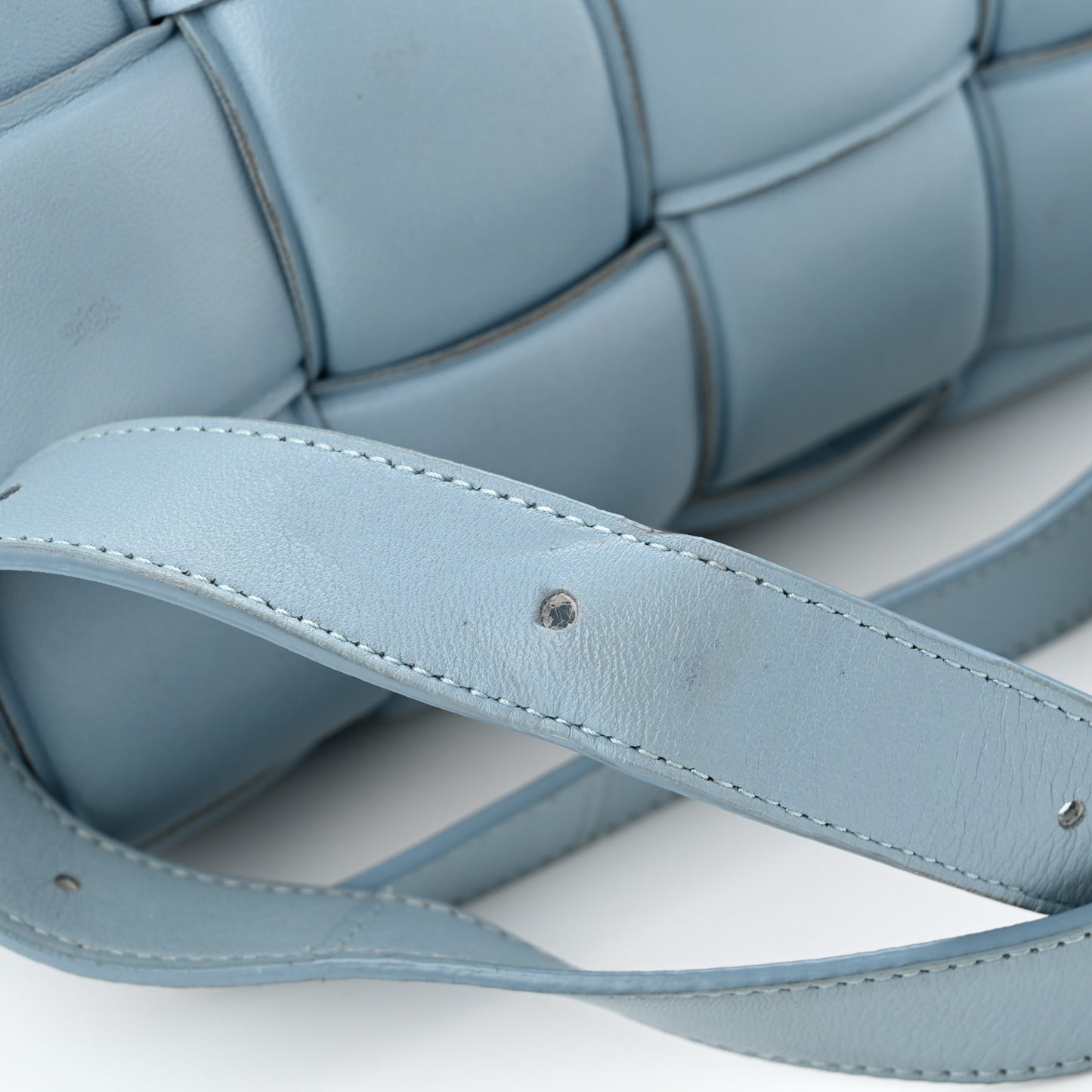 Nappa Maxi Intreccio Padded Cassette Crossbody Bag Ice