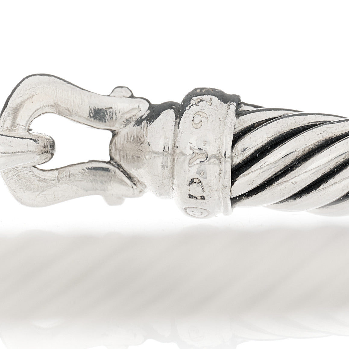 David Yurman Sterling Silver Diamond 5mm Cable Buckle Bracelet 3 of 3