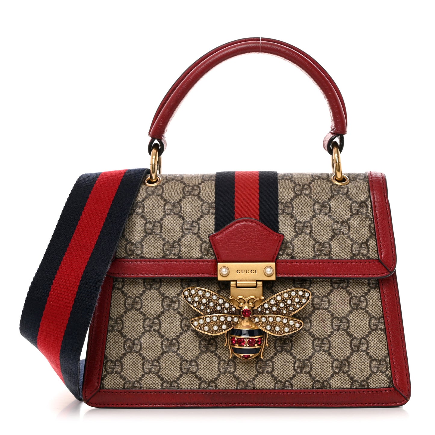GG Supreme Monogram Small Queen Margaret Top Handle Bag Red
