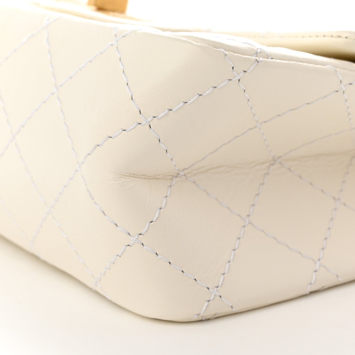 Aged Calfskin Quilted 2.55 Reissue Mini Flap White