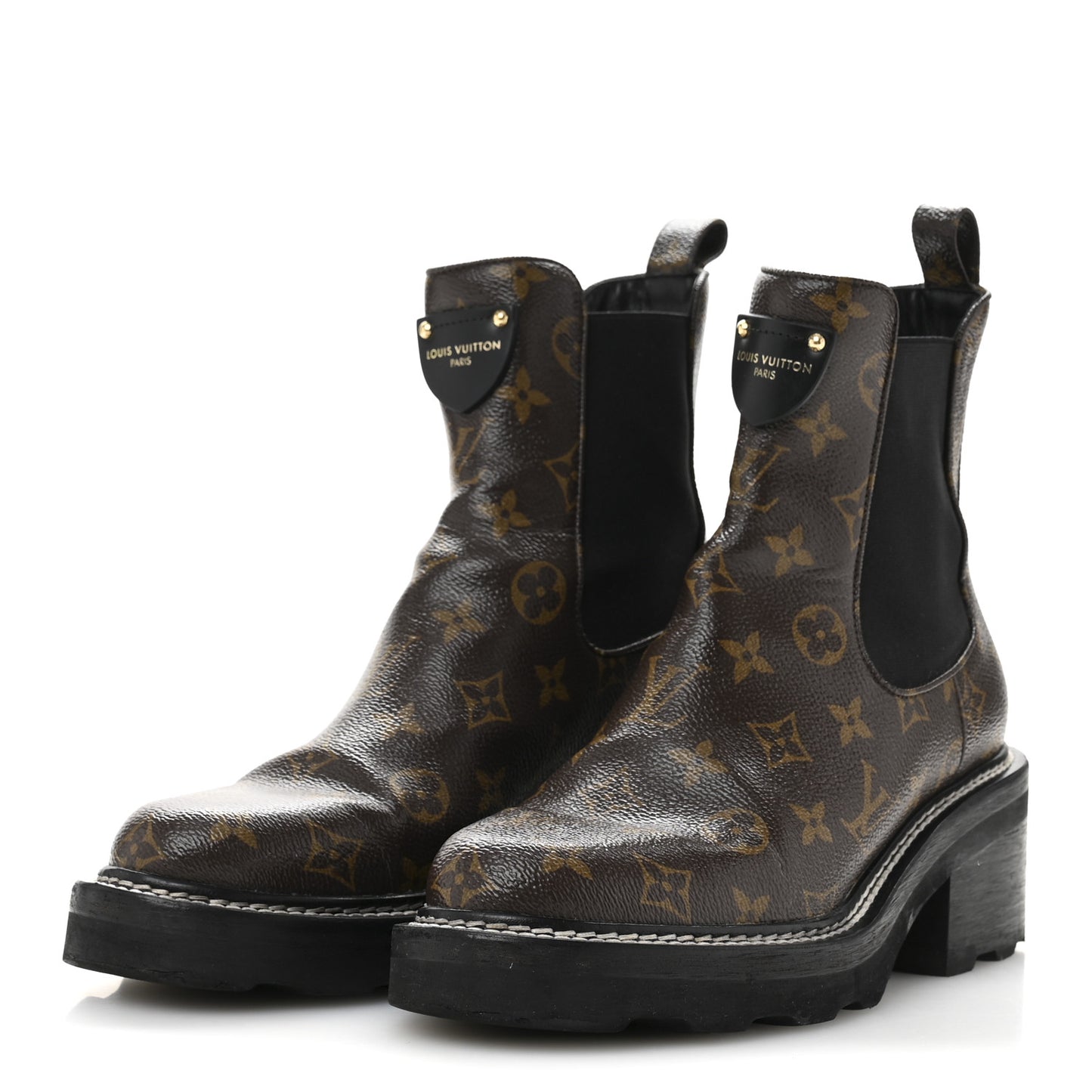 Patent Monogram LV Beaubourg Ankle Boots 40 Black