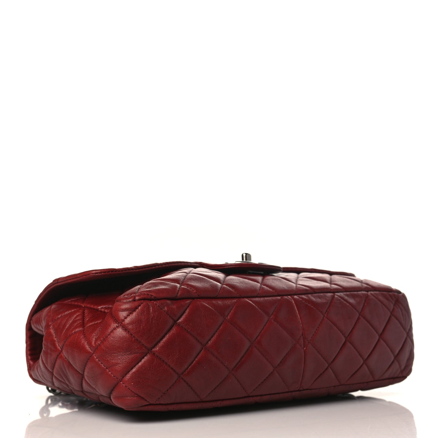 Lambskin Quilted Jumbo Single Flap Dark Red
