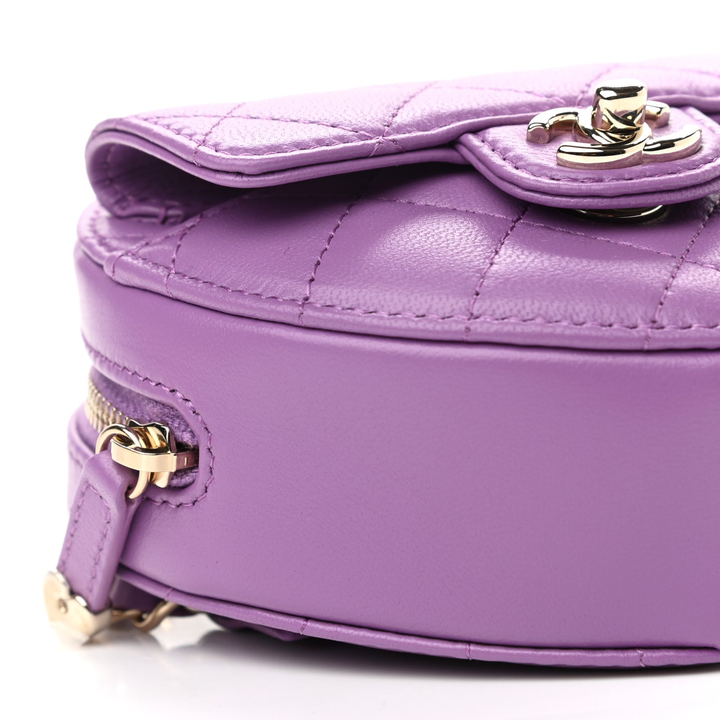 Lambskin Quilted CC In Love Heart Waist Belt Bag With Chain Purple