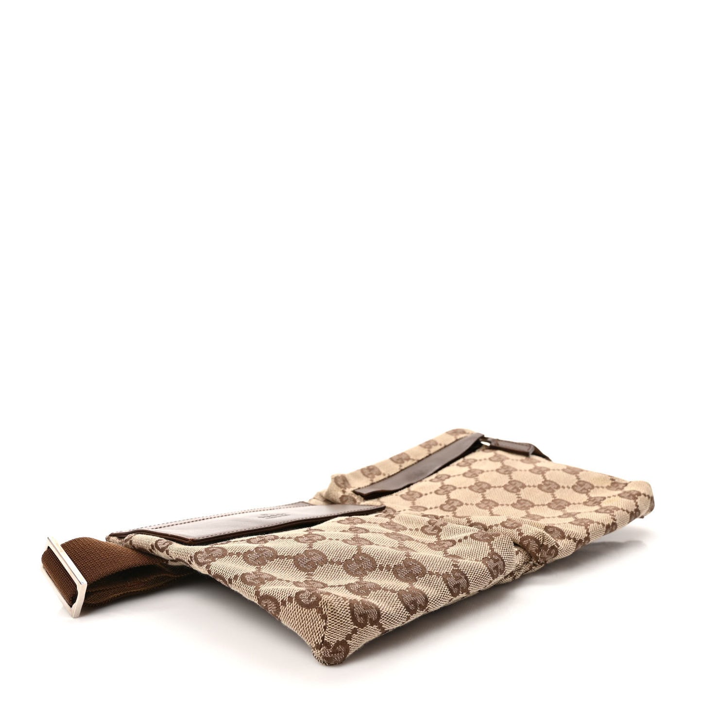 GG Monogram Double Pocket Belt Bag Dark Brown