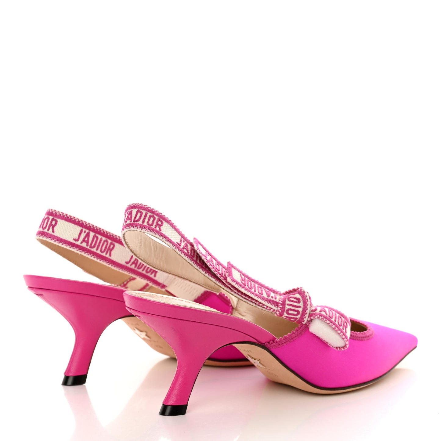 Satin Ribbon Embroidered J'Adior Slingback 65mm Pumps 37.5 Rani Pink