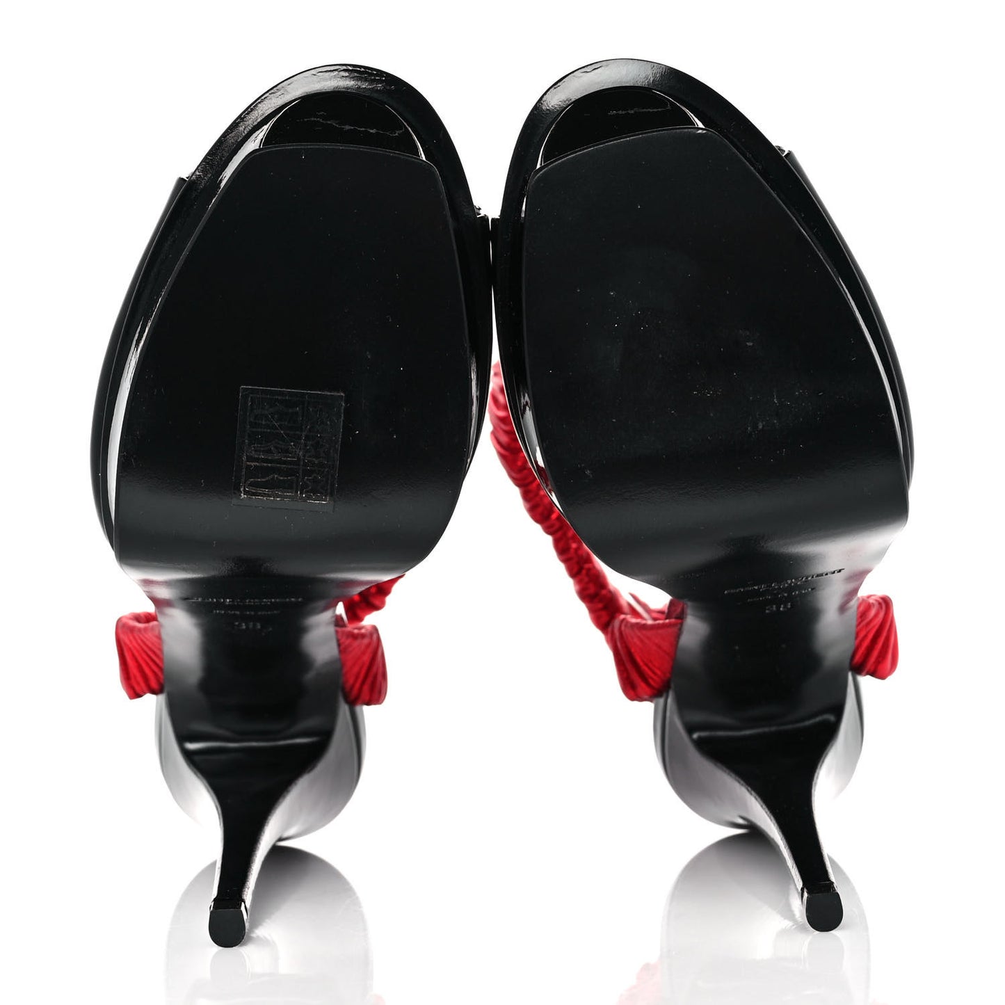 Patent Tribute Elastic Ankle Strap Platform Sandals 38 Black Red