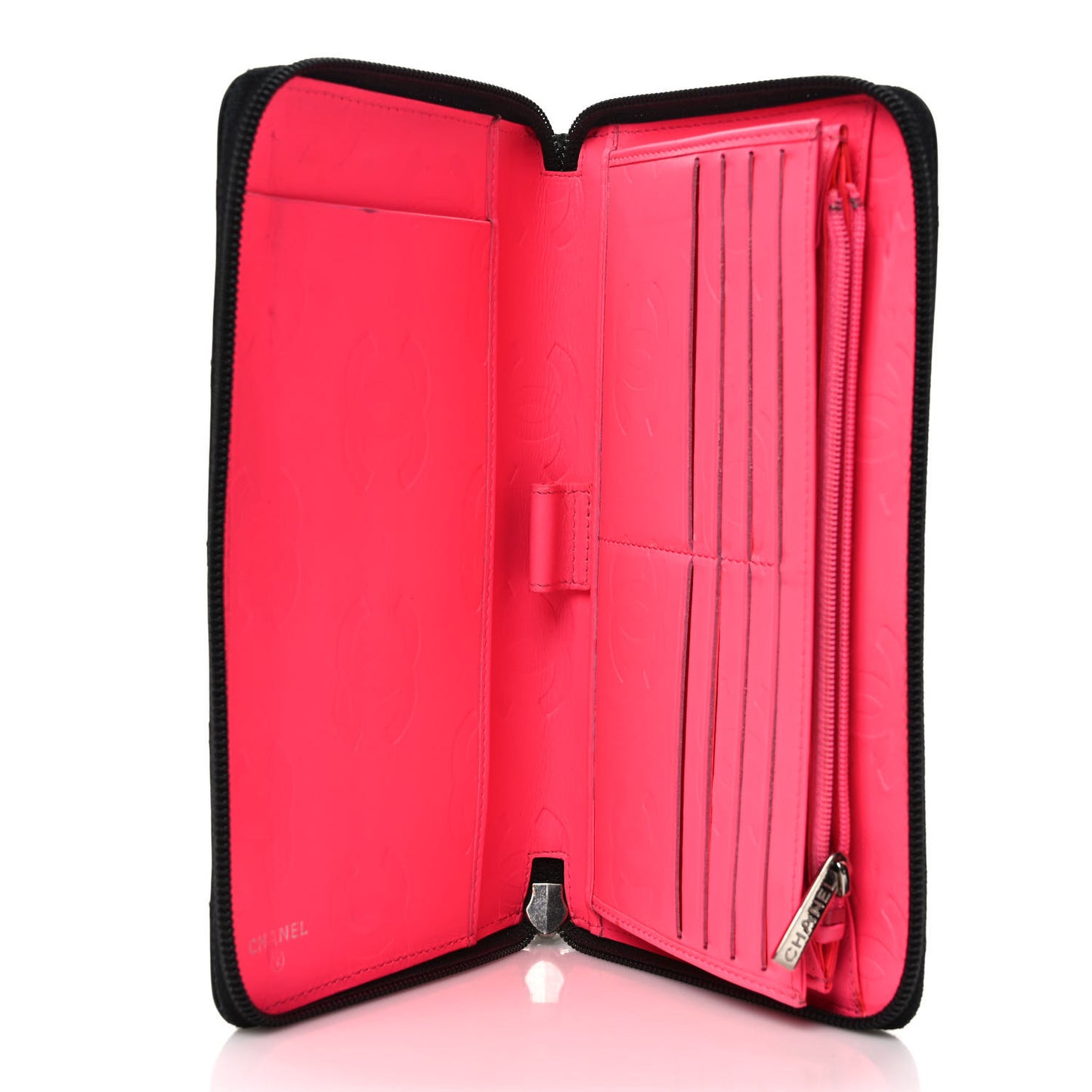 Calfskin Cambon Zip Around Organizer Wallet Black