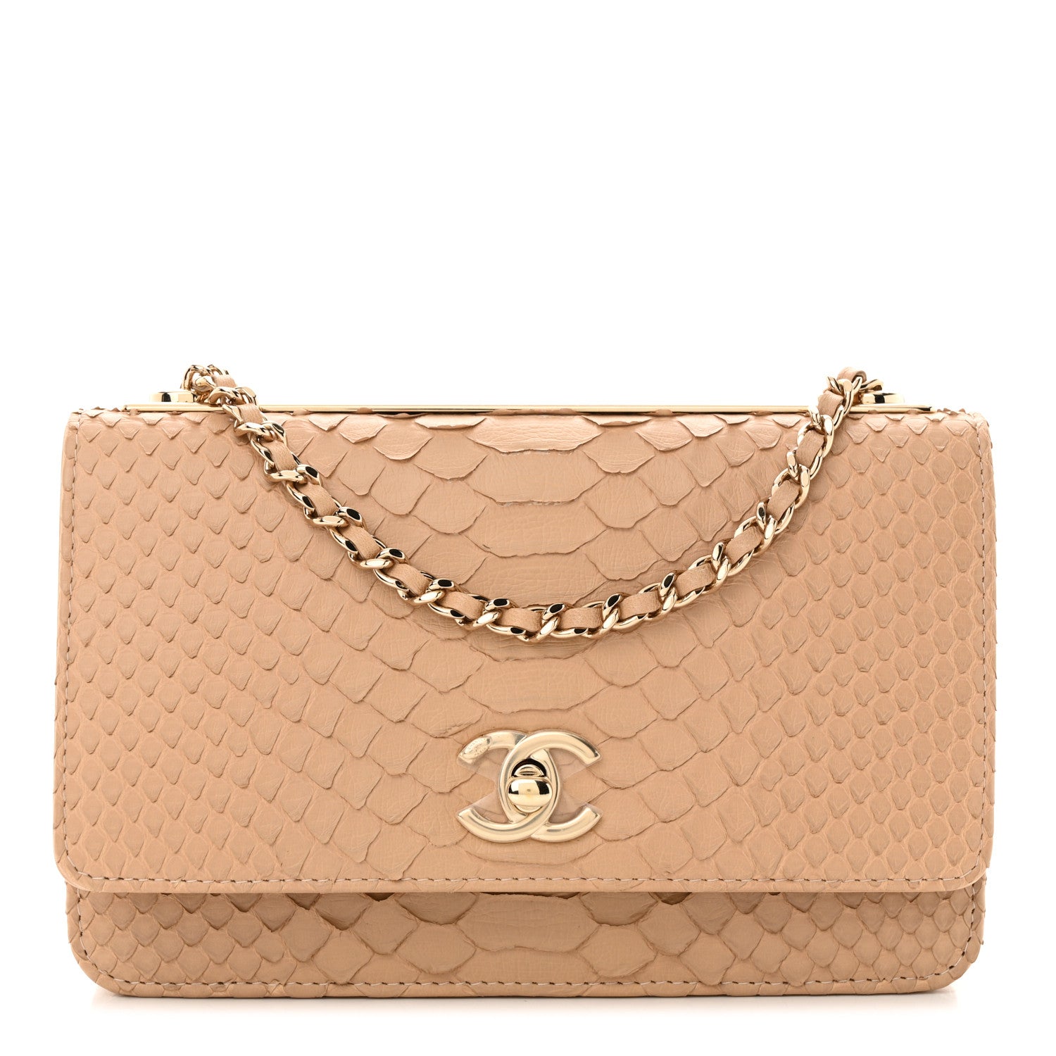 Chanel Snakeskin Wallet On Chain WOC Beige 1 of 11