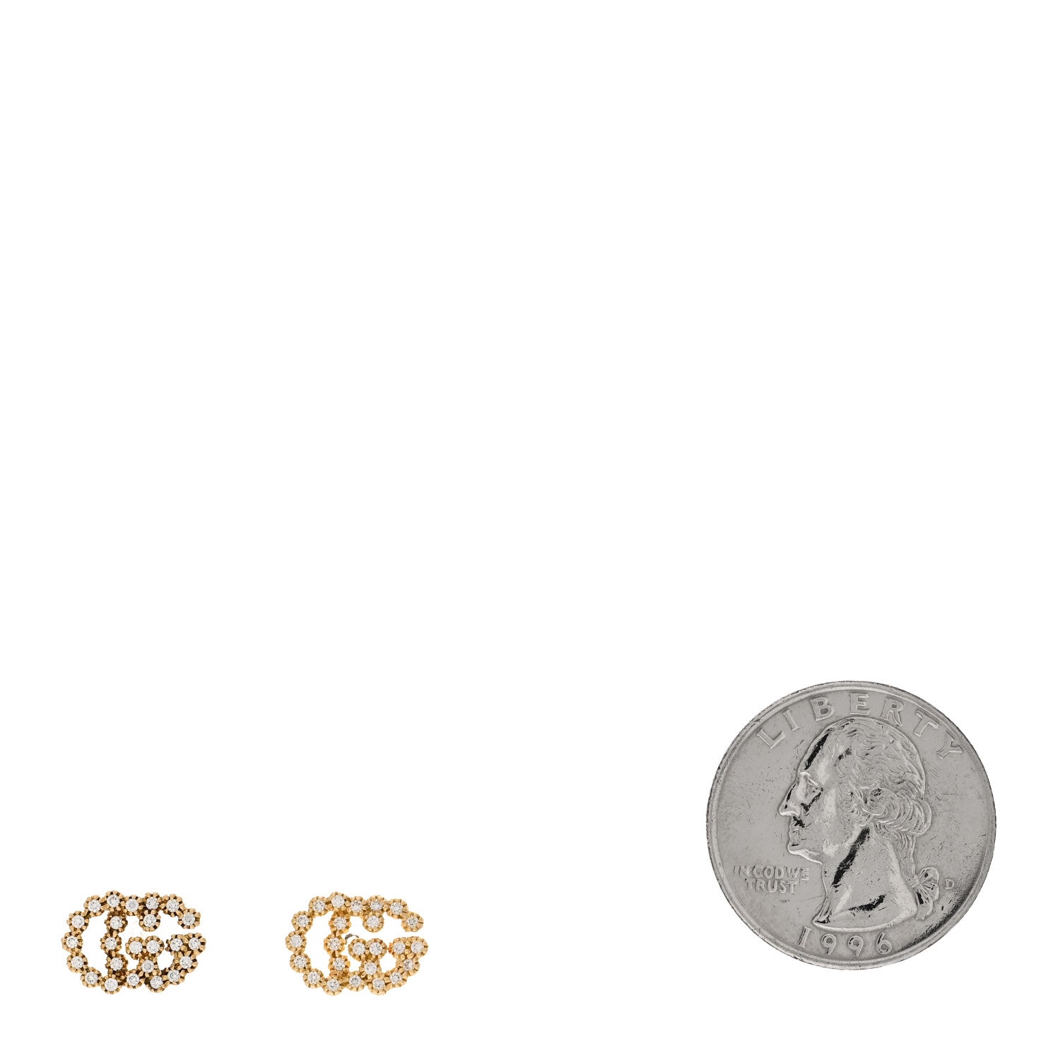 Gucci 18K Yellow Gold Diamond Running G Earrings 2 of 5