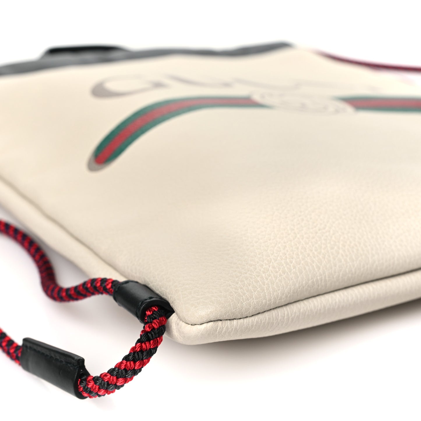 Calfskin Logo Drawstring Backpack Mystic White