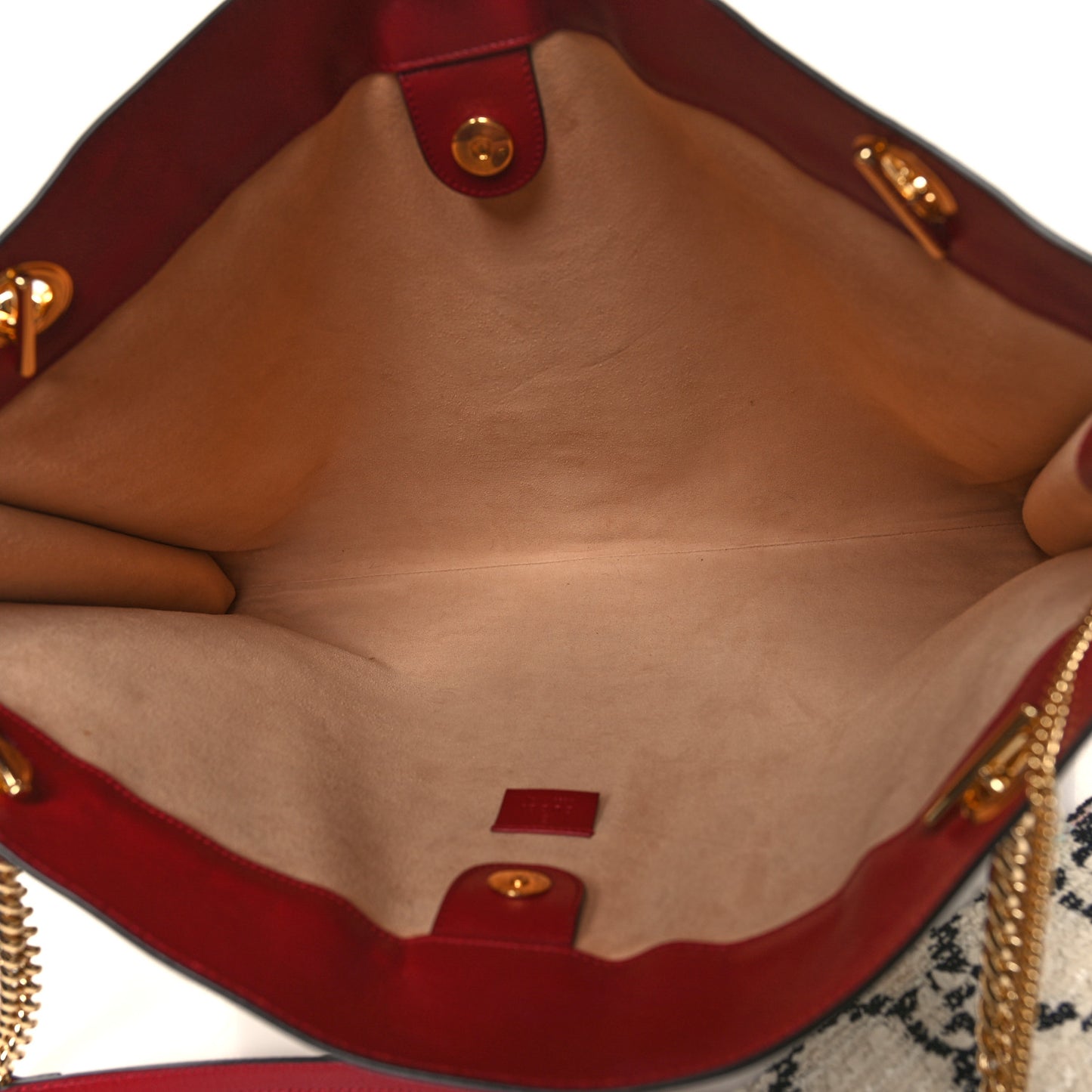 Tweed GG Monogram Large Rajah Chain Tote White Black Romantic Cherry