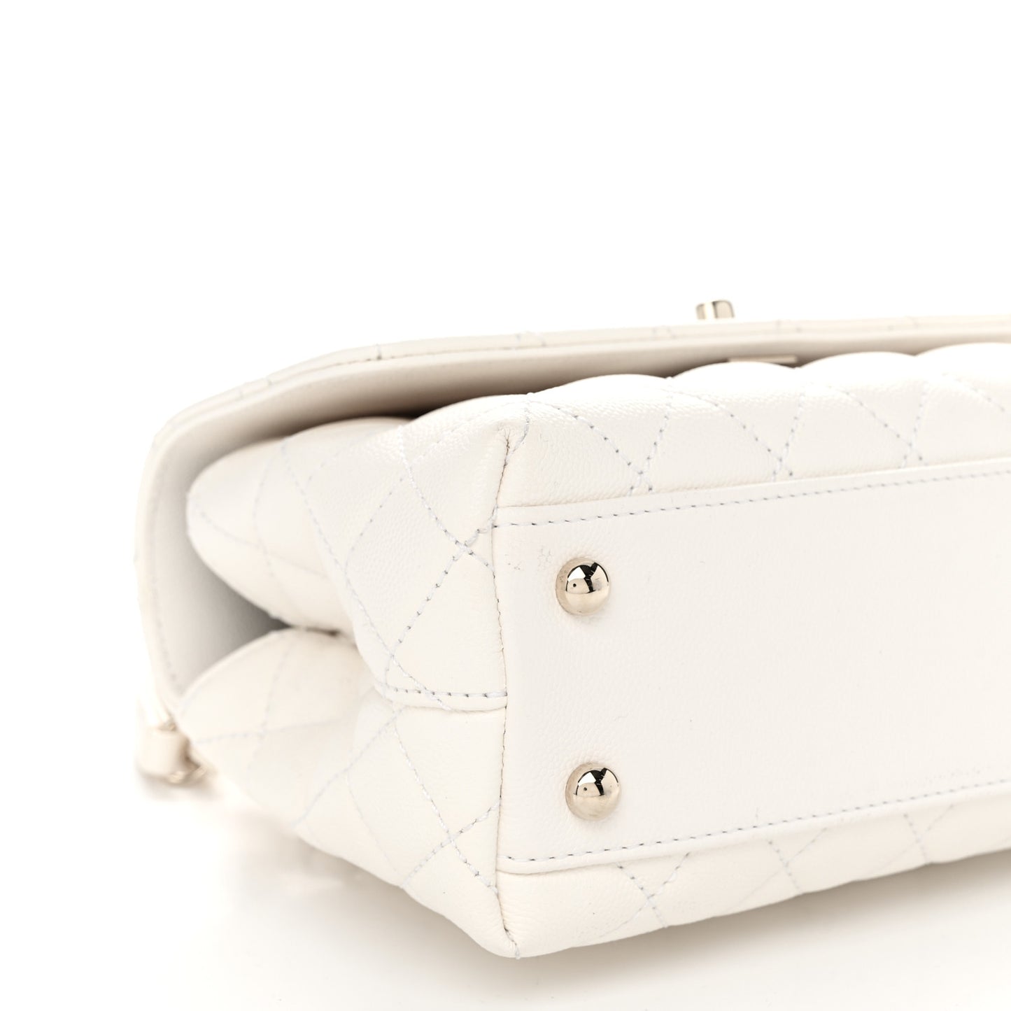 Caviar Quilted Mini Coco Handle Flap White