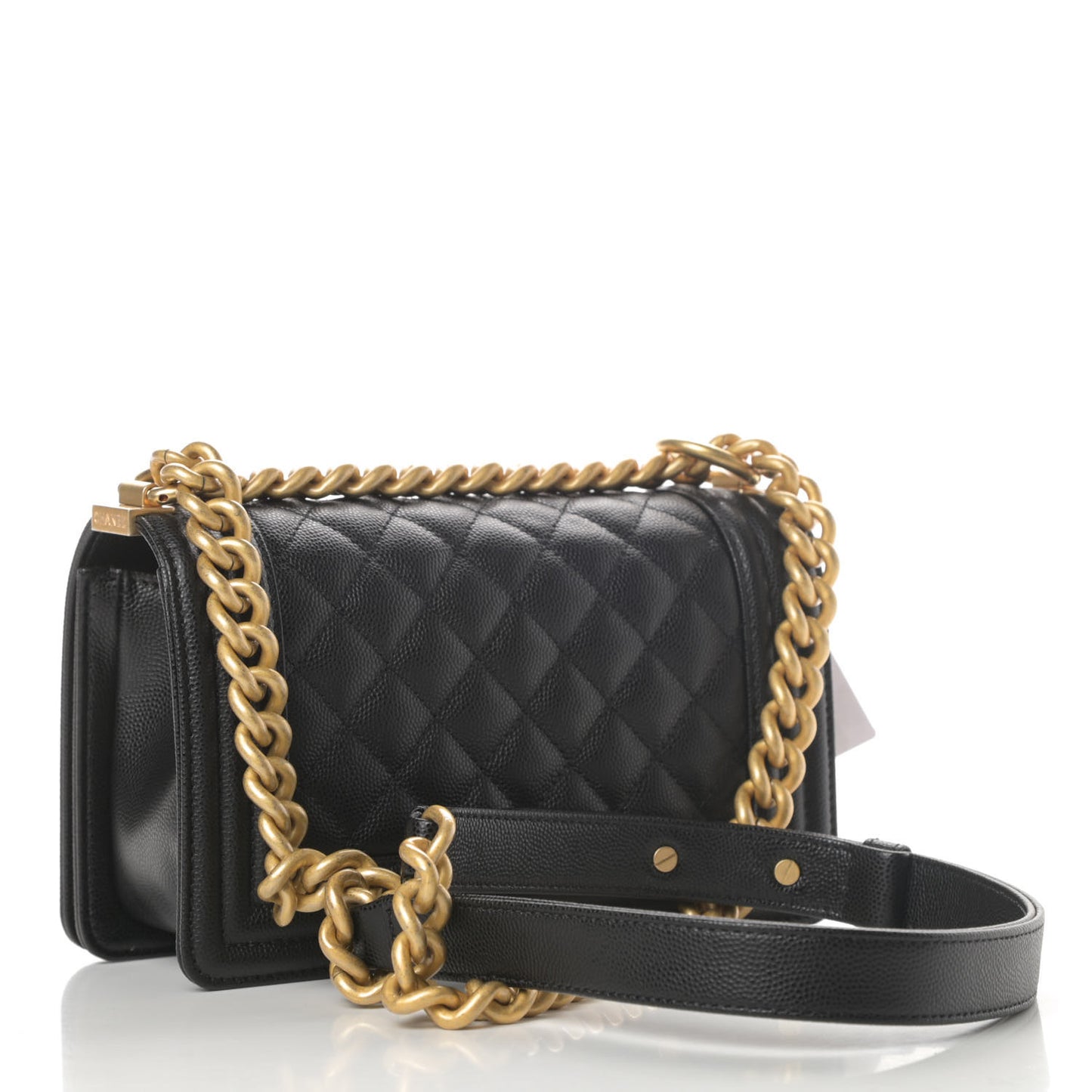 Caviar Quilted Small Boy Flap Black