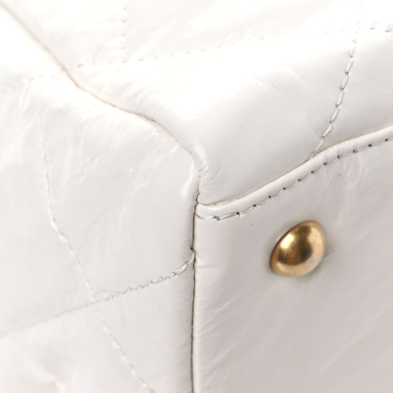 Chanel Shiny Crumpled Calfskin Quilted Large Bowling Bag White 11 of 13