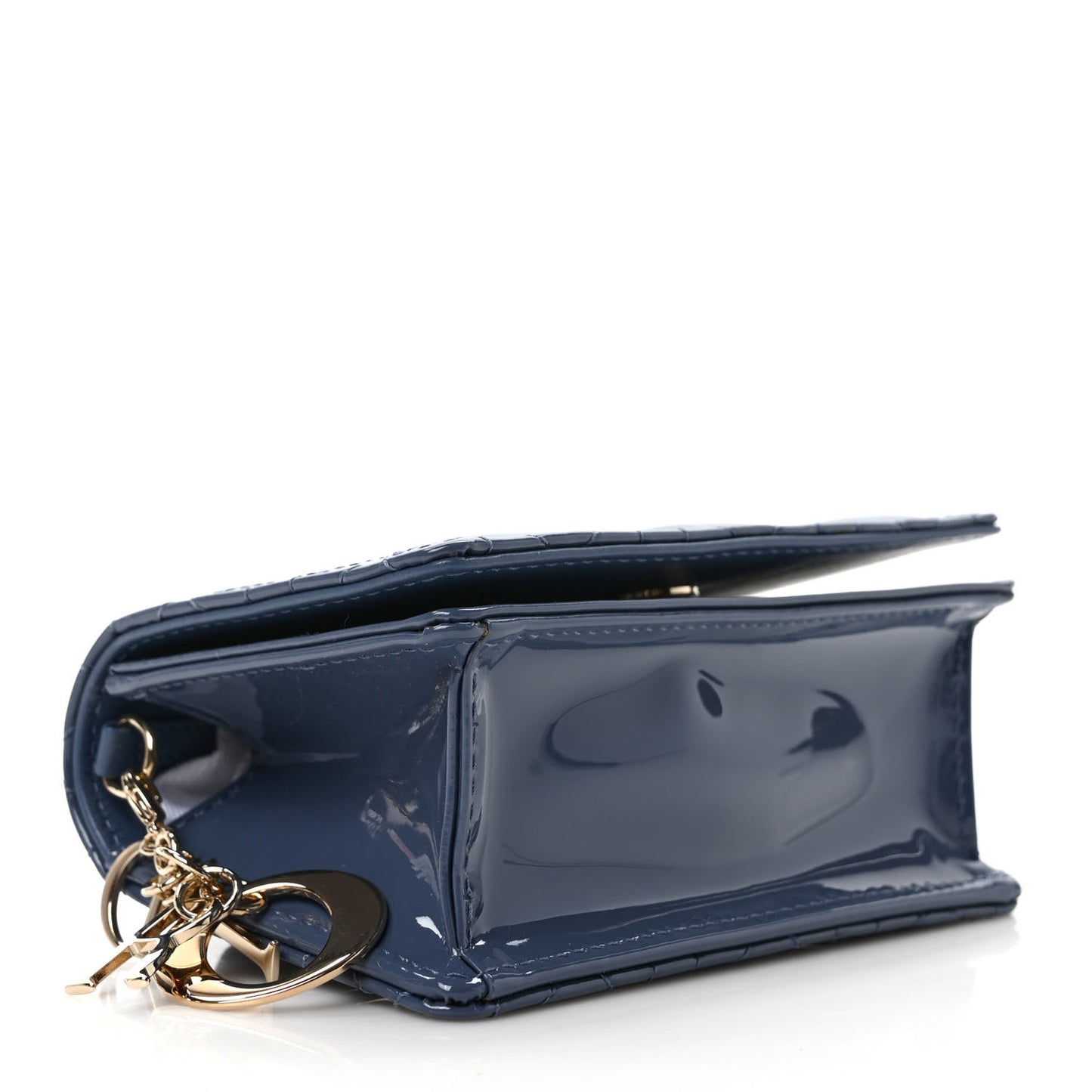 Patent Cannage Nano Lady Dior Pouch Cloud Blue