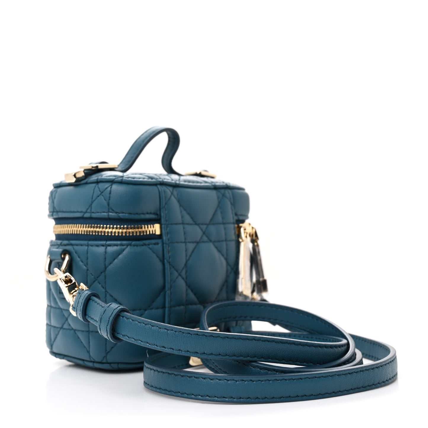 Lambskin Cannage Micro Lady Dior Vanity Case Deep Ocean