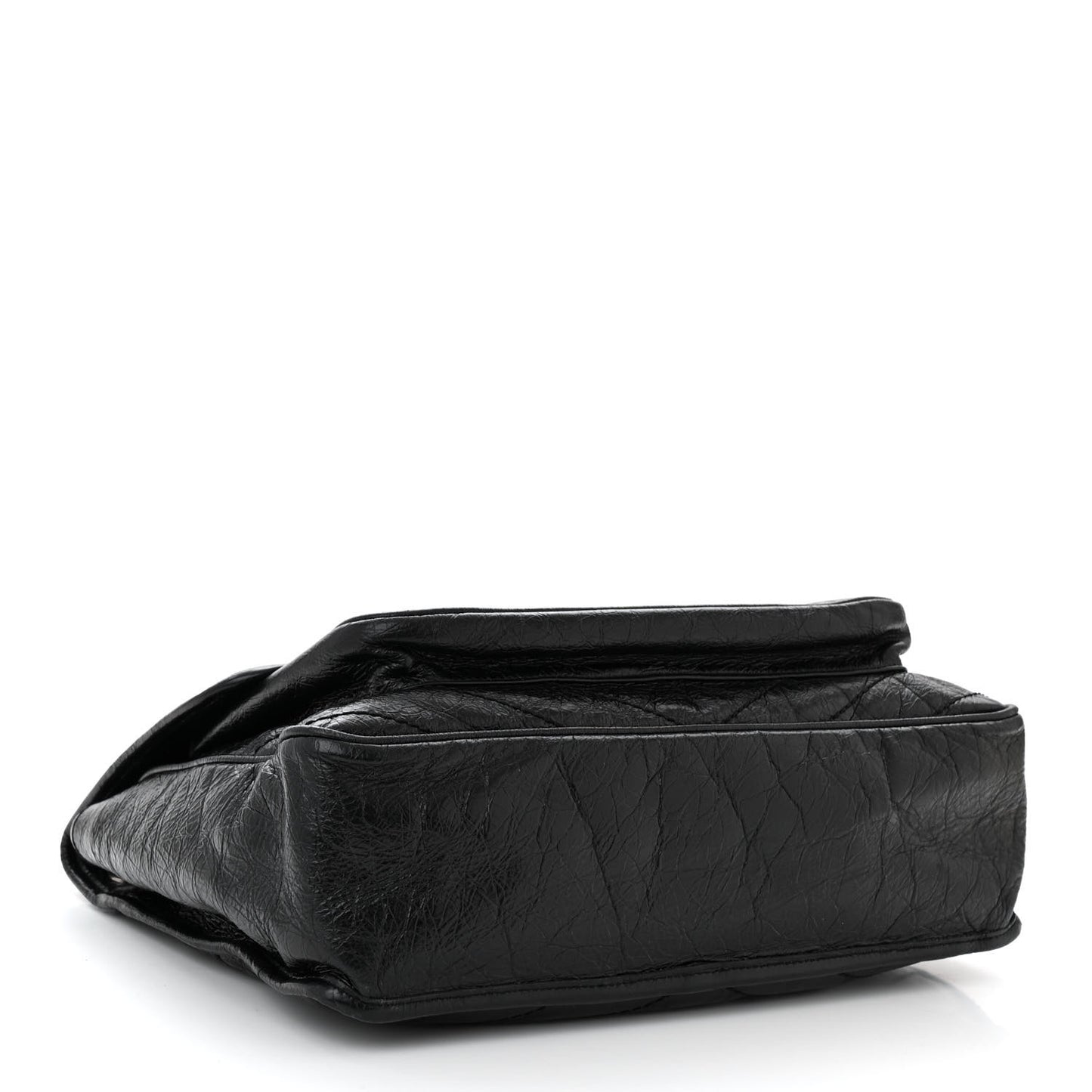 Crinkled Calfskin Matelasse Monogram Large Niki Chain Satchel Black