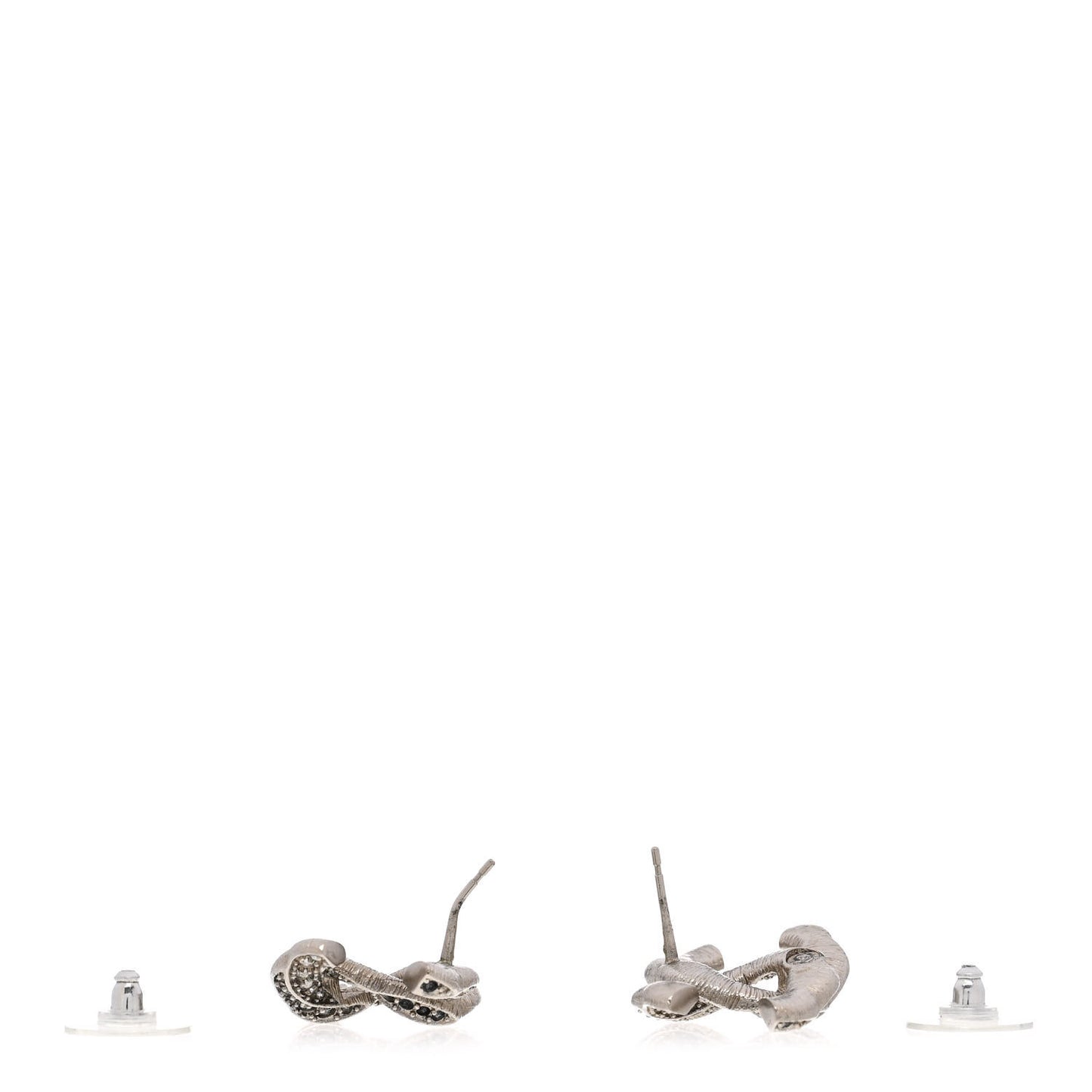 Crystal CC Twisted Earrings Silver